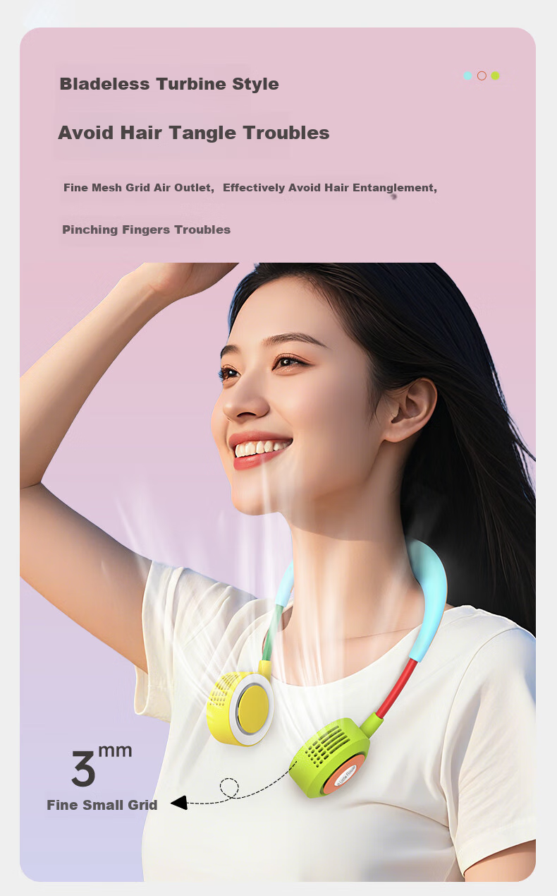 ALittleFlower Neck Fan for Children, Cooling Neck Fan 2026 New Model with Ultra-Long Battery Life, Quiet Operation, Ultra-Lightweight, Temperature Reduction, Foldable Mini Neck-Hanging Small Fan, Ideal Choice for Students during Summer Vacatio 5