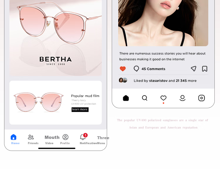 Bertha Pink Sunglasses for Women with Blush Gradient Cat Eye Sunglasses, Fashionable Face-Slimming UV Protection for Beach And Back-To 1