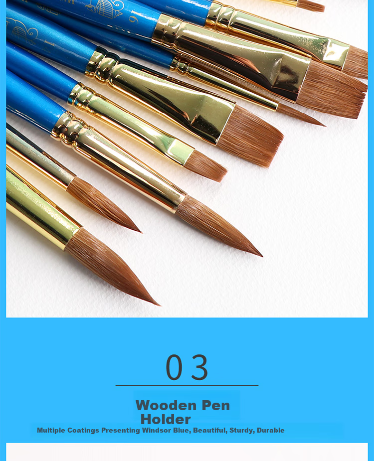 WINSOR&NEWTON [Freud Brand] Mixed Mink Hair Watercolor Brushes, Professional Watercolor Paint Brushes, Line Drawing Brushes, Advanced Artist-Specific Watercolor Brushes, Set of 6 9