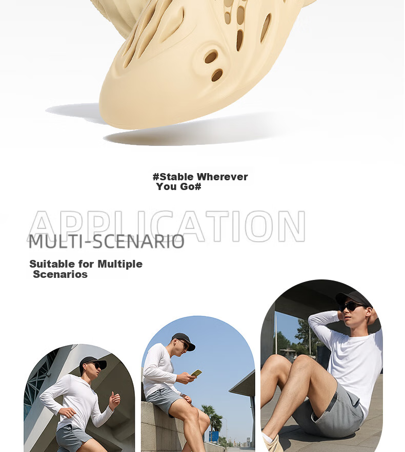 FOOTOPPO EVA Coconut Hole Shoes for Men, Summer Outdoor Wear, Sports Non-Slip Sandals, Slip-On Closed-Toe Slippers 3