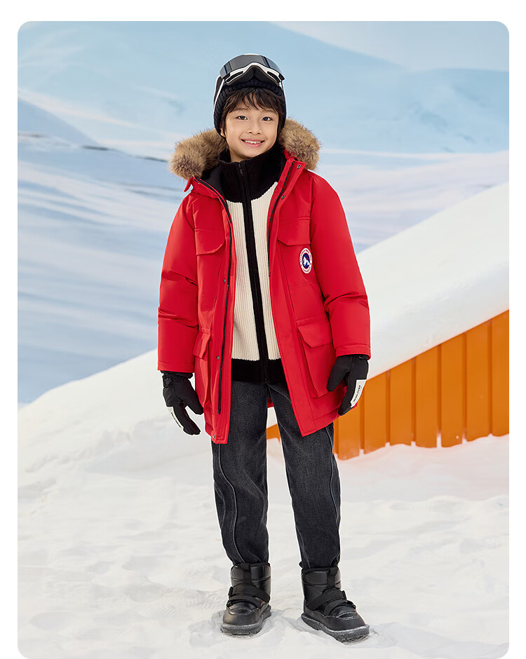BALABALA Children's down Jacket, Boys And Girls Winter New Style Mid-Length Fur Collar Thickened Warm Coat for Older Childre 7