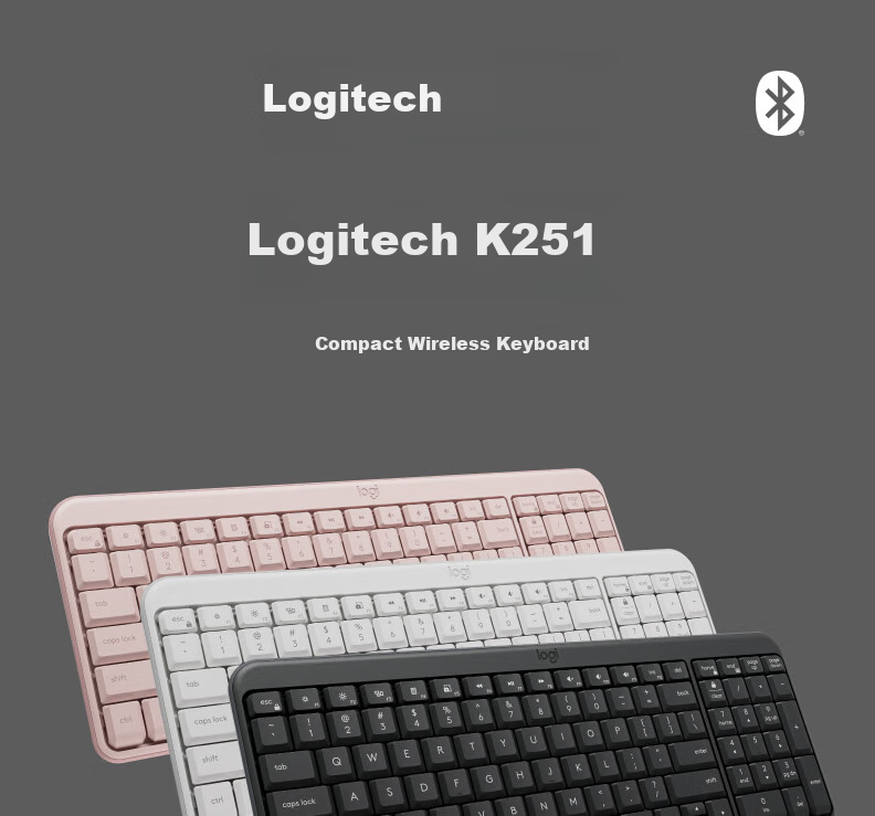 Logitech K251 Wireless Bluetooth 99-Key Compact Keyboard, White 1