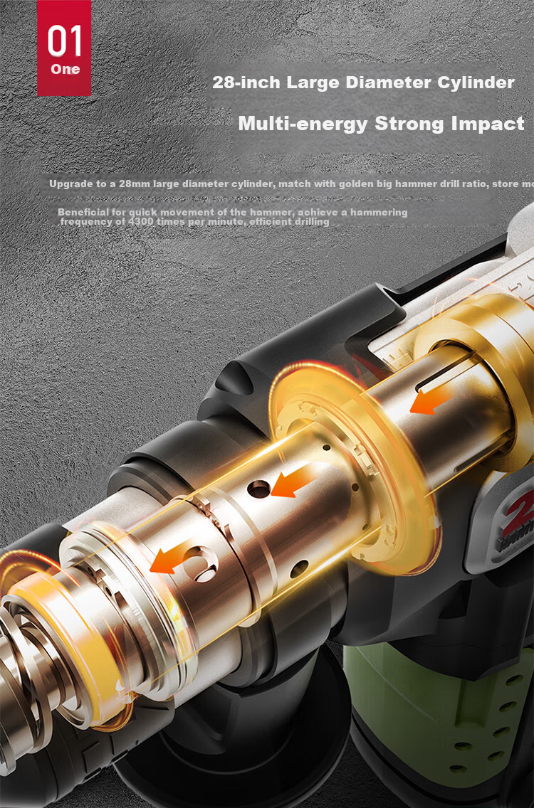 WORX 1200W Rotary Hammer WU328 High-Power Impact Drill for Concrete, Power Tool 1