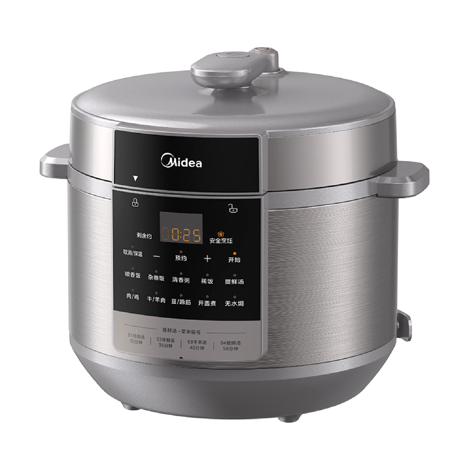 Midea 8L Large Capacity Electric Pressure Cooker, High Pressure Rice Cooker for Home Use, 8-10 People Electric High Pressure Cooker, Smart Reservation Multi-Function All-In Open Lid Stew Soup Electric Rice Cooker E8129