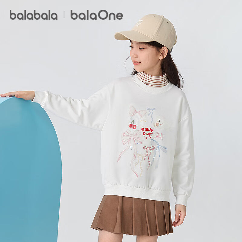 BALABALA Balaone Girls' Sweatshirt, Children's Autumn New T-Shirt, Sweet And Fashionable for Older Kids
