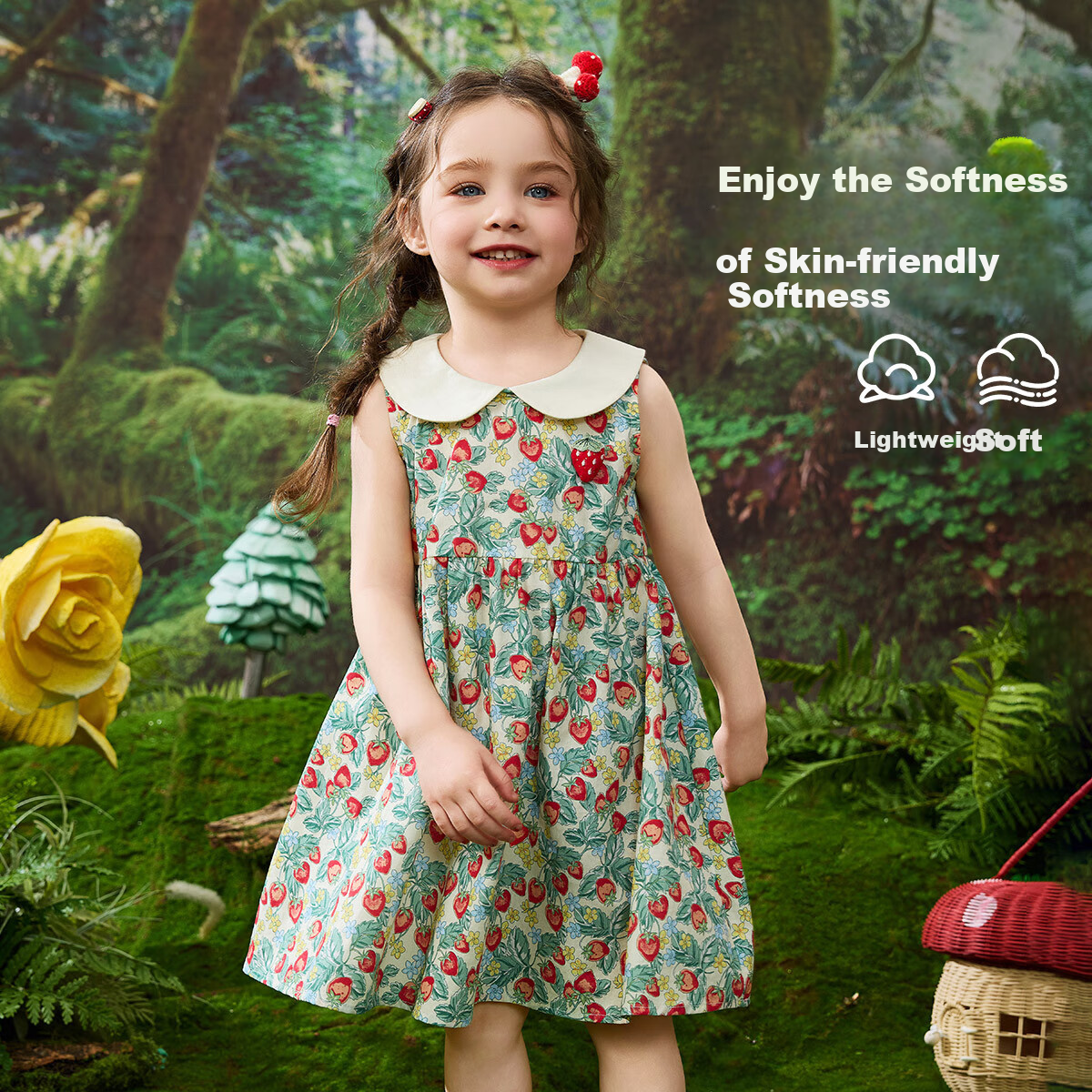 ASK JUNIOR Baby Girl Summer Dress with Peter Pan Collar, Sleeveless Sundress for Children's Vacation And Princess Dress 2