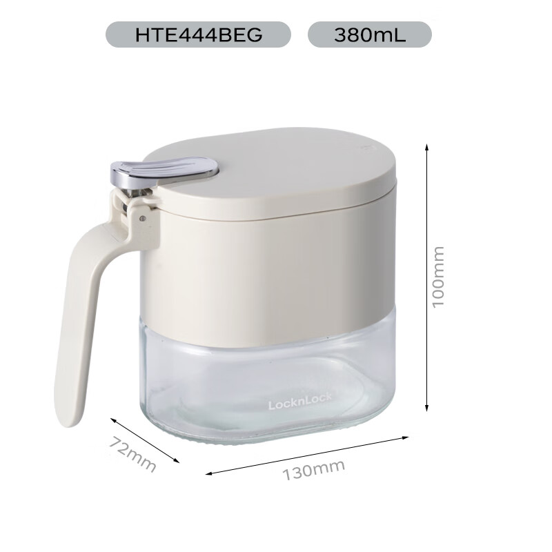 LOCK&LOCK Seasoning Container with Spoon, Kitchen Spice Jar, Condiment Box, Salt Shaker, Airtight Moisture-Proof 350ML White