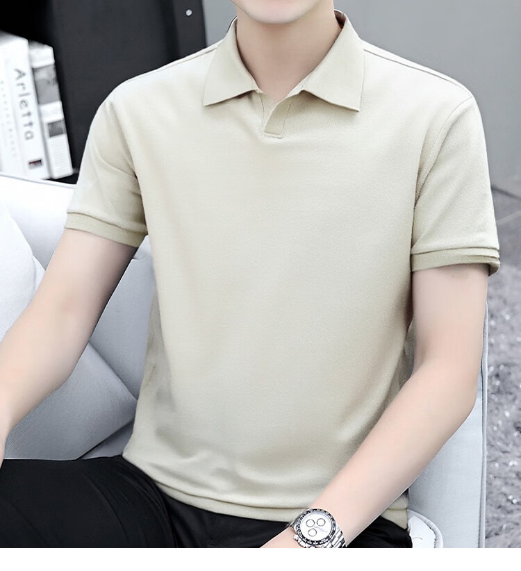 TUCANO Short-Sleeve T-Shirt for Men, Summer Cool-Feeling Collared Versatile Polo Undershirt, Business Casual Top Menswear, Black L 12