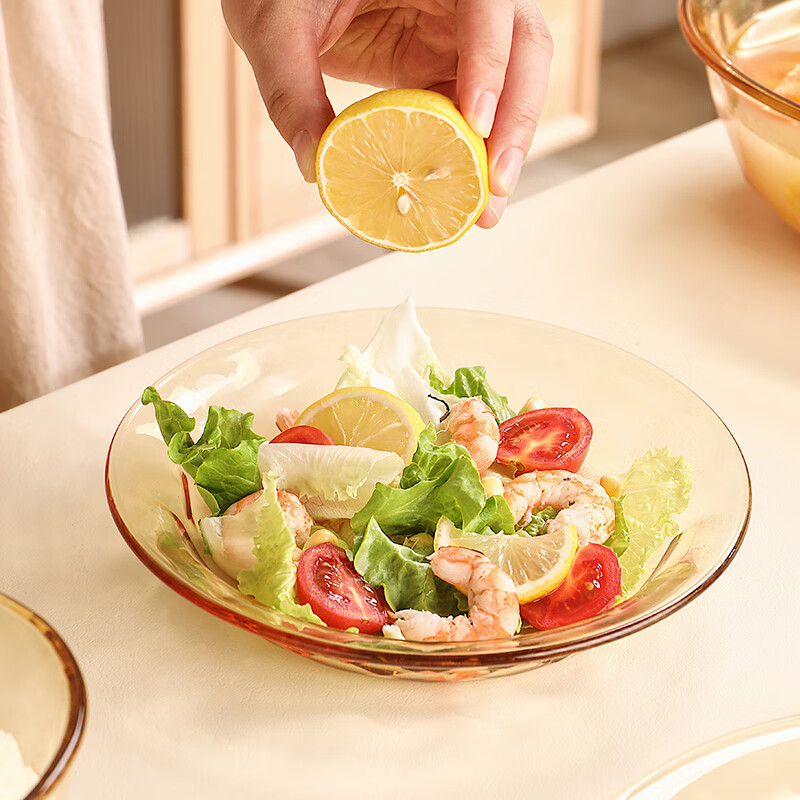 CRISTALGLASS Heat-Resistant Glass Plate Household Tableware Soup Plate Fruit Salad Plate Steak Western Dinner Plate Pasta Dessert Round Deep Plate