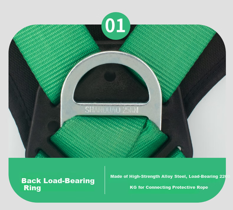 Shandouao Five-Point Safety Harness AD9046 Quick-Connect Fall Protection with Two Large Hooks, 1.8 Meters + Shock Absorber Pack + Belt 10