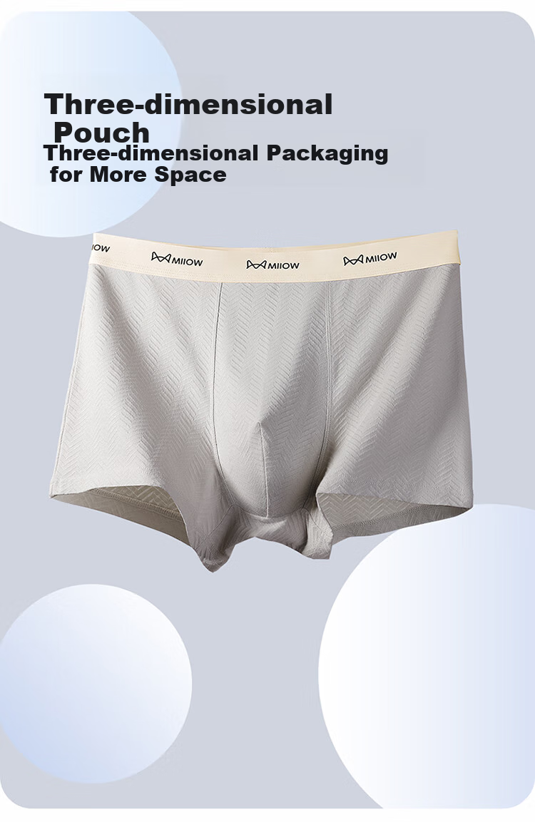 MiiOW Men's Underwear [2025 New Style], 7A Antibacterial Pure Cotton Seamless Breathable Youth Large Size Boxer Briefs 7