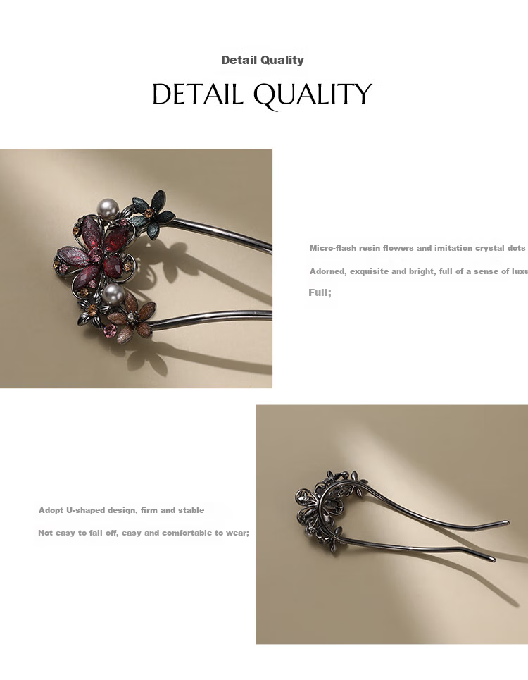 CHIMERA U-Shaped Hairpin, Back of Head Bun Maker, Hair Fork for Chignon, Hair Stick for Qipao And Hanfu, Women's Mid-Autumn Festival Gift 2