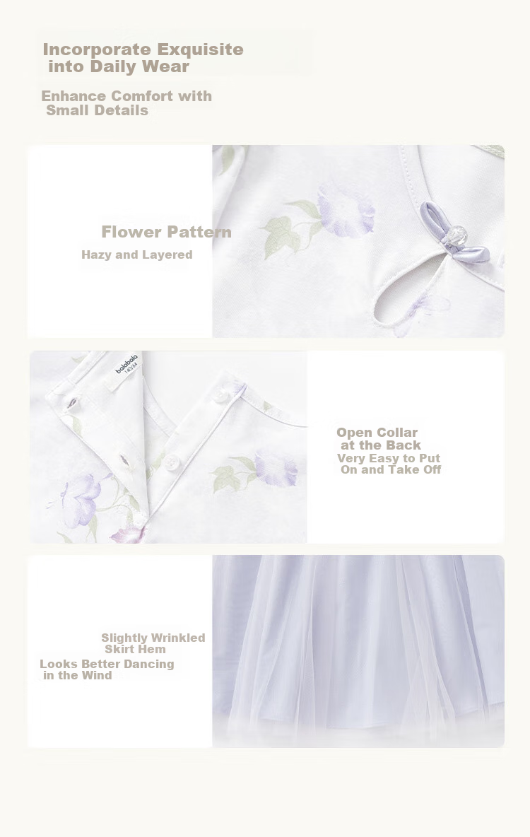 BALABALA Children's Hanfu Dress, Girls' Dress, New Chinese-Style Summer Outfit, Puff Sleeve, National Style Mesh, Exquisite Princess Dress 6