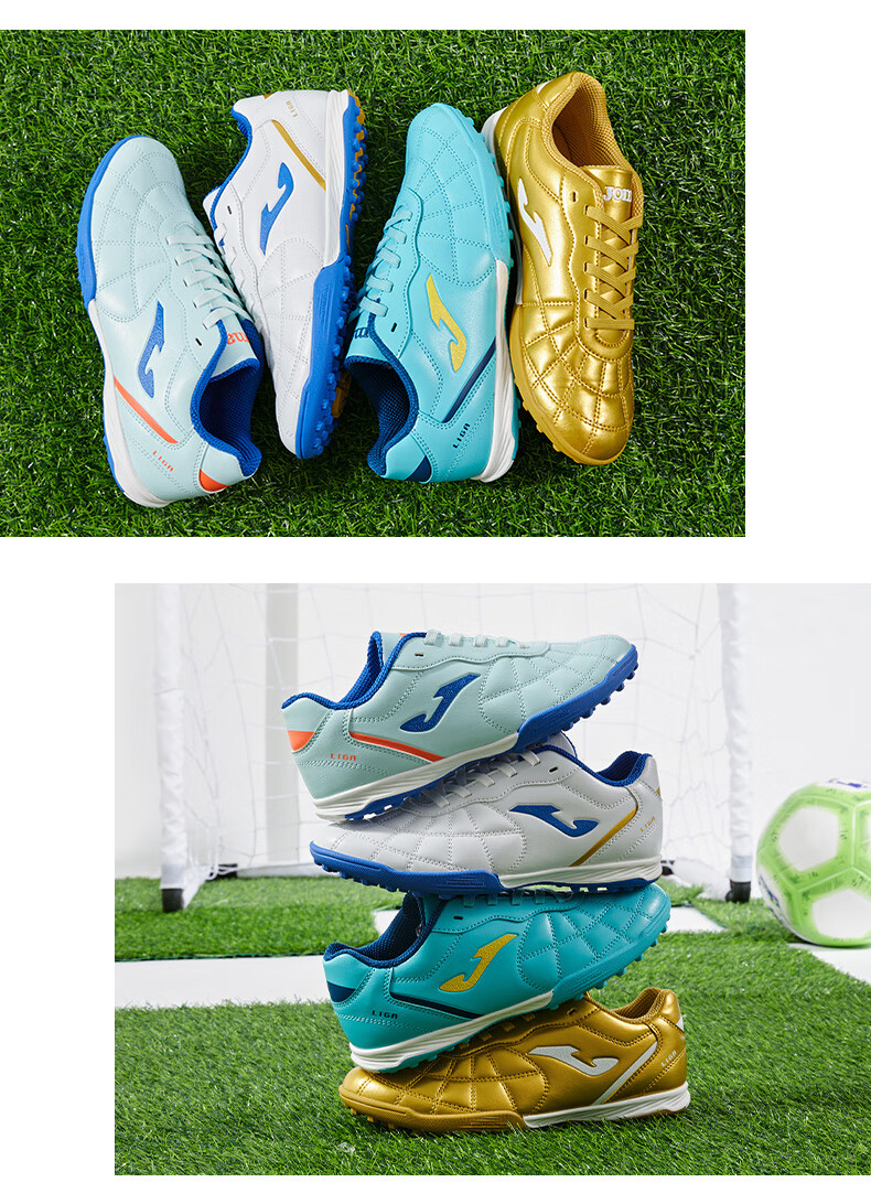 JOMA Kids Soccer Shoes TF Turf Studs 2025 New Youth Football Training Shoes White/Blue Size 35 5