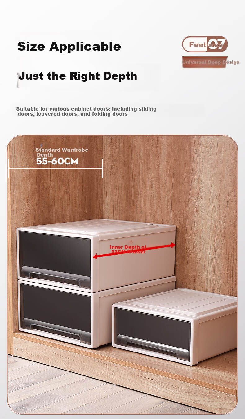 Baicaoyuan Plastic Storage Box, Drawer-Style Organizer Cabinet, Storage Container for Underwear And Clothes, Extra Large Size, Pack of 3 11