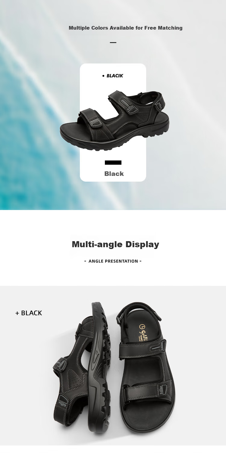 Goldlion Men's Shoes, Summer New Style Men's Sandals, Lightweight Comfortable Outdoor Beach Shoes, G596520048AAF, Black, Size 38 7