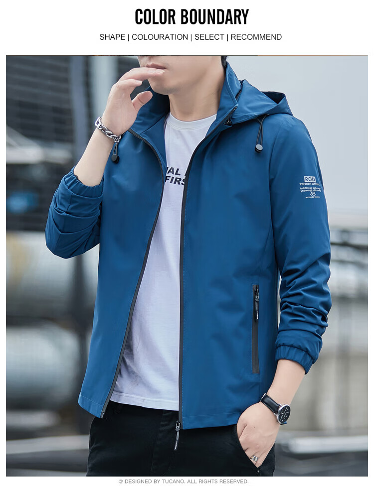 TUCANO Men's Jacket Spring Autumn Detachable Hood Outdoor Versatile Printed Sports Comfortable Top Light Gray 5XL 13