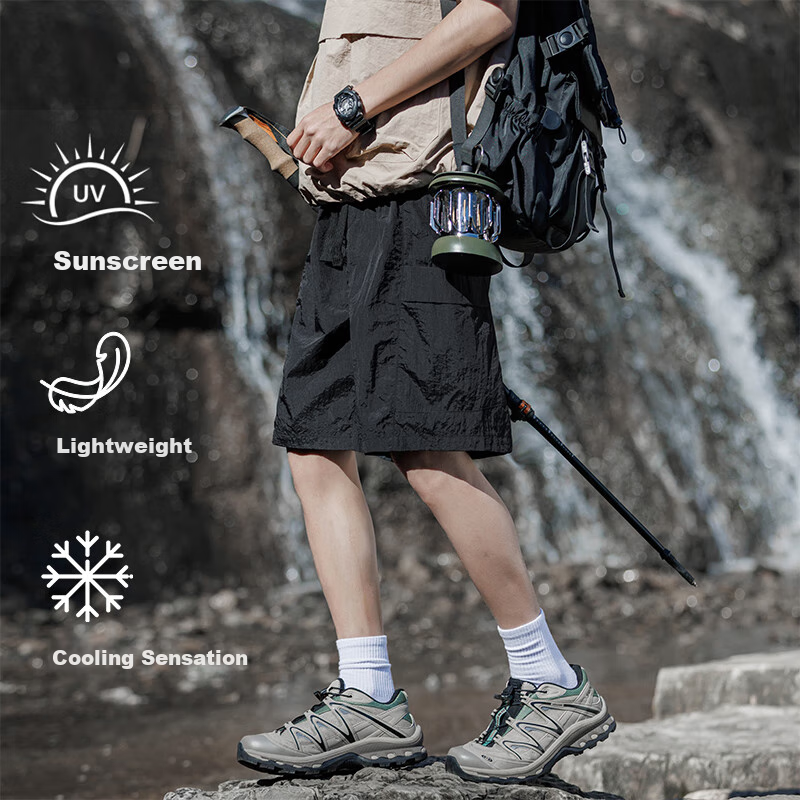 JEEP SPIRIT Men's Shorts, Summer UV Protection, Cool And Breathable, Five-Point Pants, Running And Outdoor Wear-Resistant, Thin Casual Pants