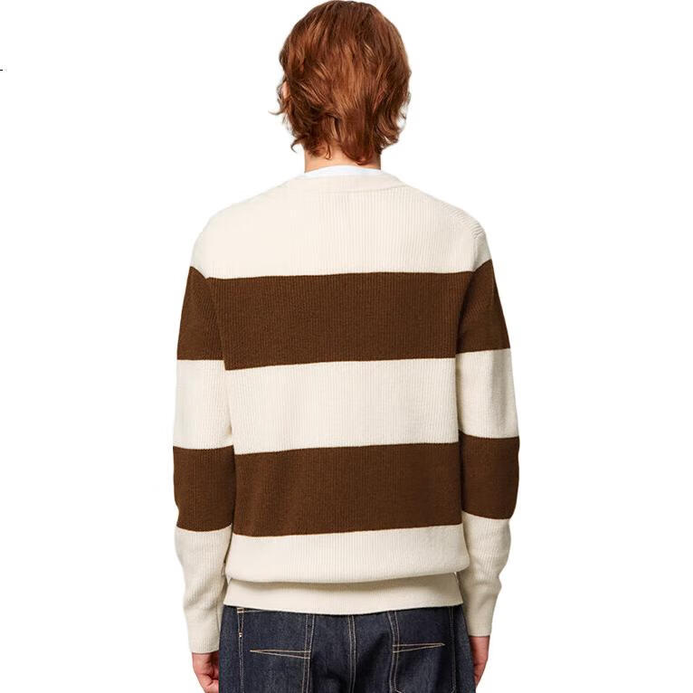 HAZZYS Men's Colorblock Striped Wool Sweater ABYZD0BDI28 Ivory IV 180/100A50