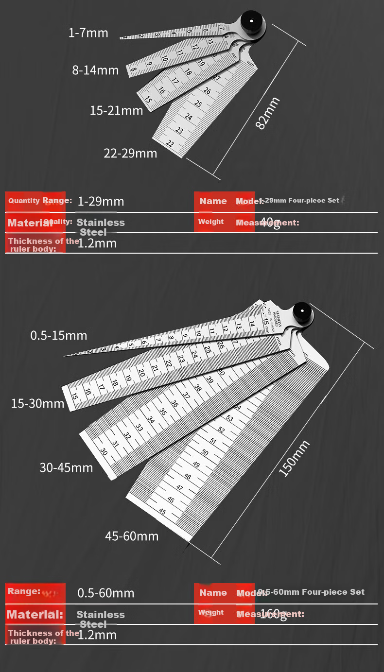 SYNTEK Stainless Steel High-Precision Gap Gauge, Wedge-Shaped Feeler Gauge, Slant Feeler Gauge, Hole Diameter Gauge, Gap Measuring Cone Gauge, 0.5-15mm 8