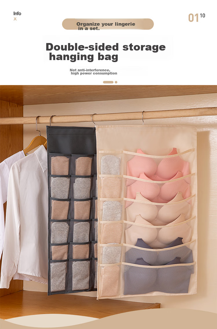 Banzheni Underwear Storage Hanging Organizer, Socks And Panties Holder for Home Or Dormitory Cabinet Wall Mounting, 12+18 Compartments 3