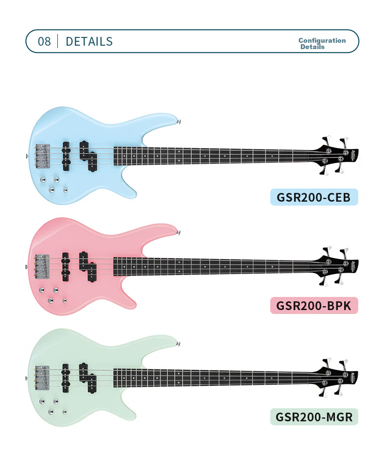 IBANEZ GSR200 Electric Bass Guitar for Students And Beginners, Entry-Level Performance Instrument, Sky Blue Color 10