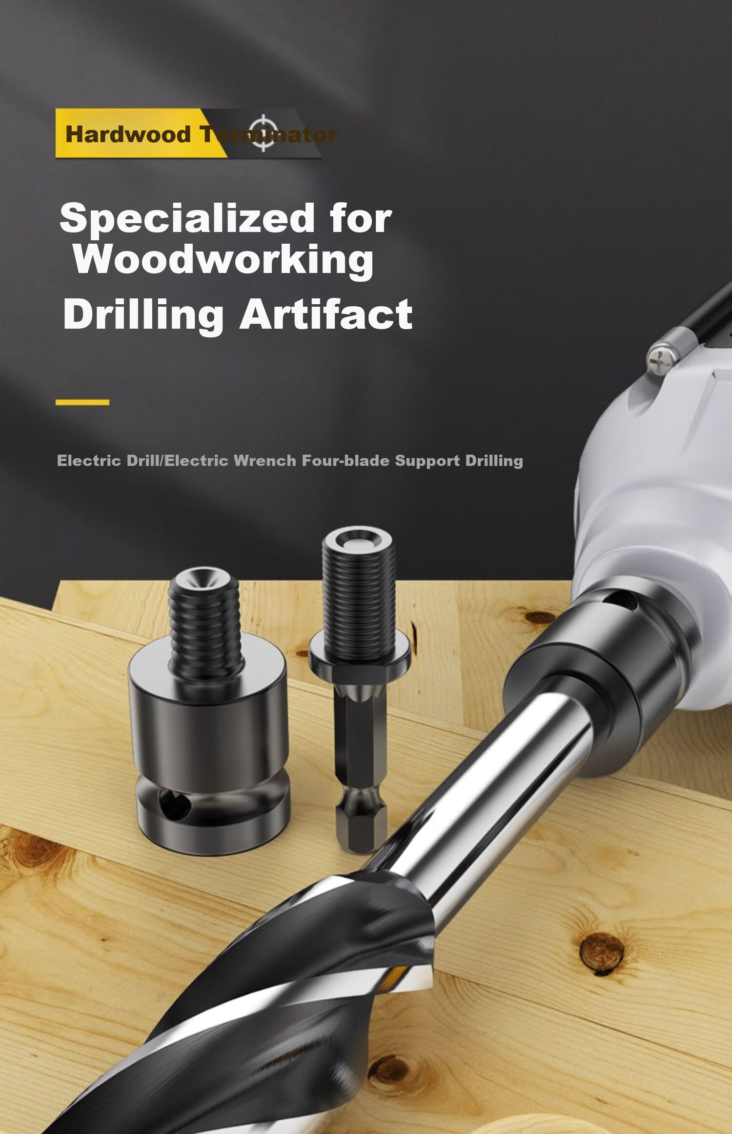 HUHAO Drill Bit Hole Puncher, Plastic And Wood Hole Cutter Tool, Hexagonal Shank Extended Woodworking Drill Bit Set 1