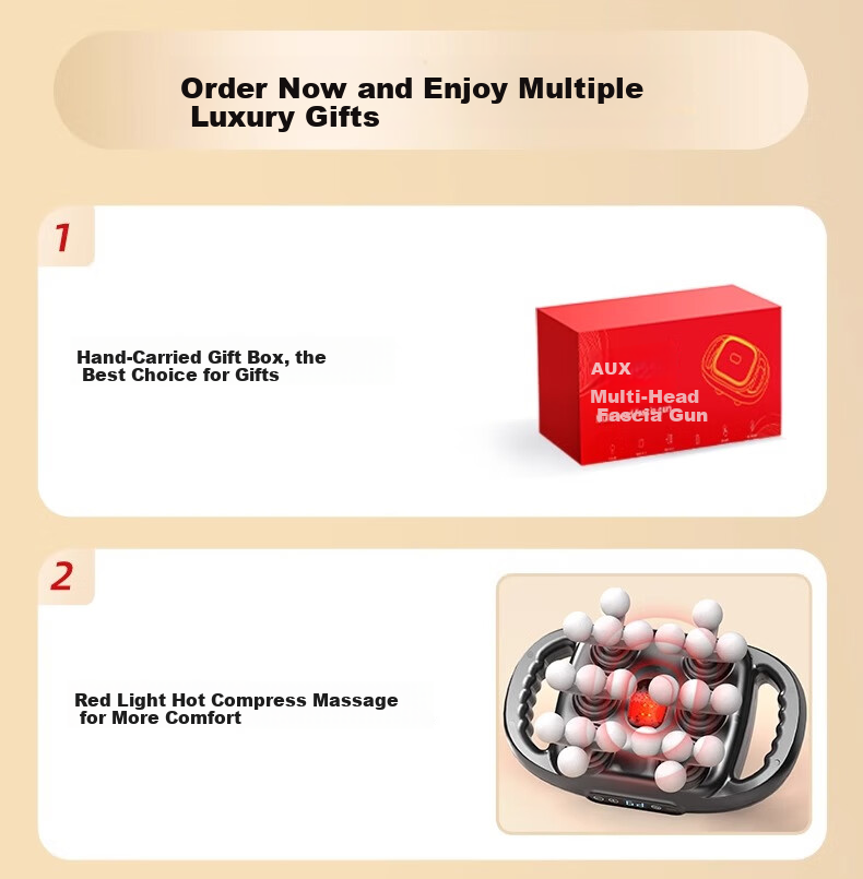 AUX 22-Head Fascia Gun Muscle Massager Professional Shoulder Neck Waist Back Full Body Multi-Head Neck Fascia Massage Device, Gift for Elders, Automatic Kneading for Waist And Legs, Mid-Autumn Festival Practical Gift 2