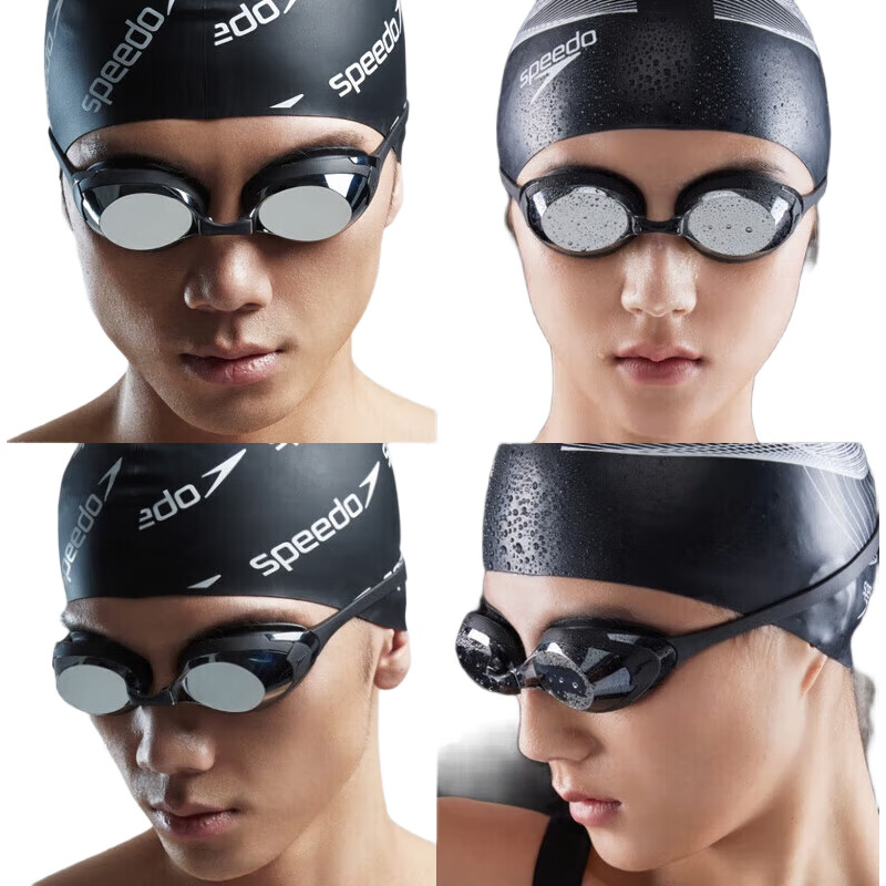 Очки для плавания Speedo Cyclone3, черные/серебристые, с антифог покрытием