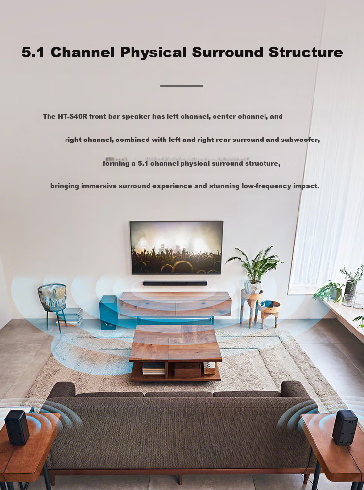 SONY HT-S40R 5.1 Physical Surround Sound Channel Dolby Audio Wireless Rear Surround Soundbar Home Theater TV Speaker Bluetooth 2