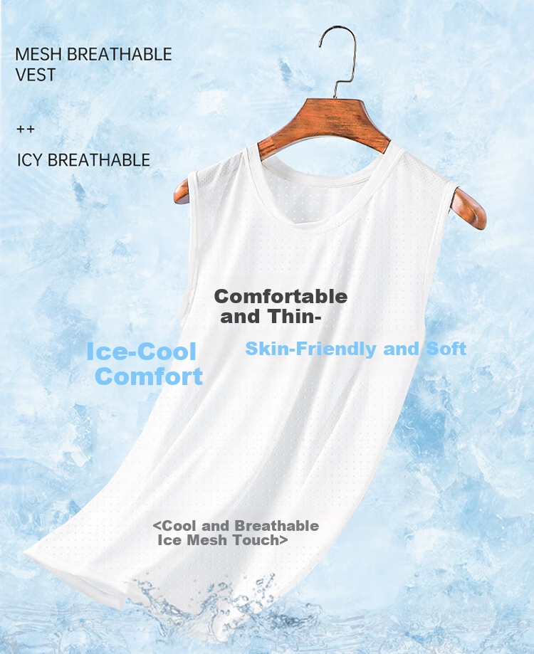 LangSha Sleeveless Tank Top Vest for Men, Ice Silk Undershirt, Thin Mesh Quick-Dry Sports Fitness Undershirt, 3-Pack 1