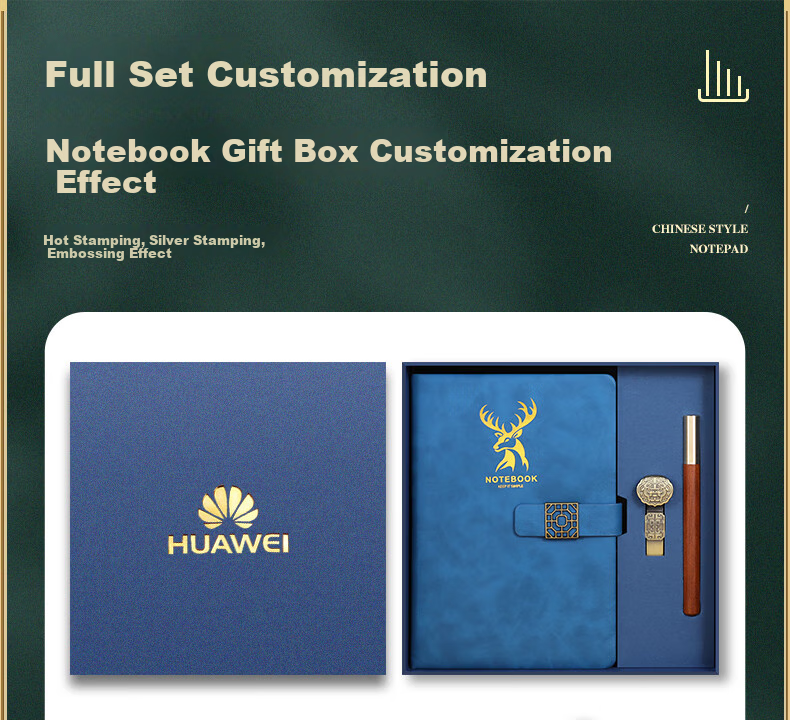 Faramon A5 Notebook, Business Gift Box Set, Thickened for Work Meetings And Office Notes, USB Drive Gift Set, Customizable for Businesses, A5 Black - U-Shaped Buckle (Pen + Refill Gift Box) 2