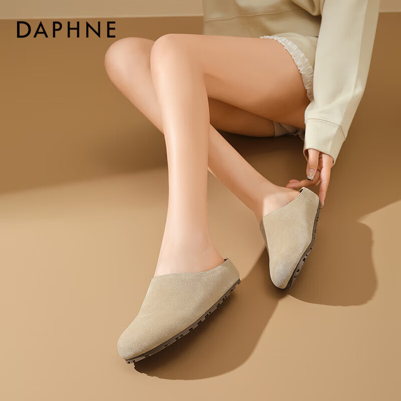 DAPHNE Women's Slip-On Shoes, Retro Style, Spring 2025 Collection, Thick-Soled Casual Closed-Toe Mules, Gray, Size 40