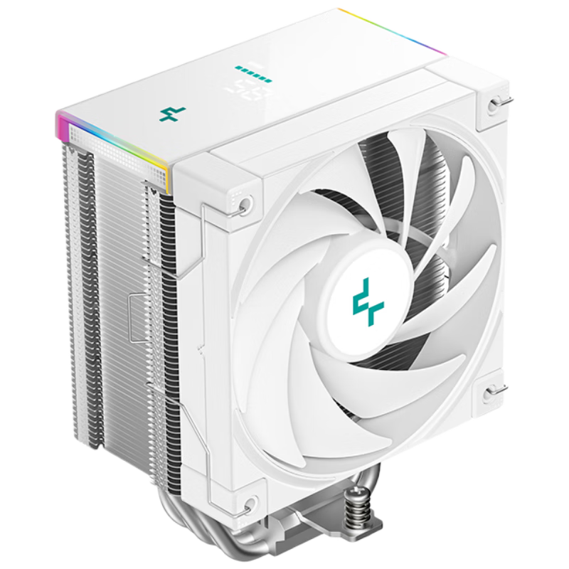 DEEPCOOL AK500S Youth Digital Display Edition White 5 Heat Pipe Air Cooler (Smart Large Screen Temperature Display/FDB Quiet Fan/Compatible with 9900X3D and Below)