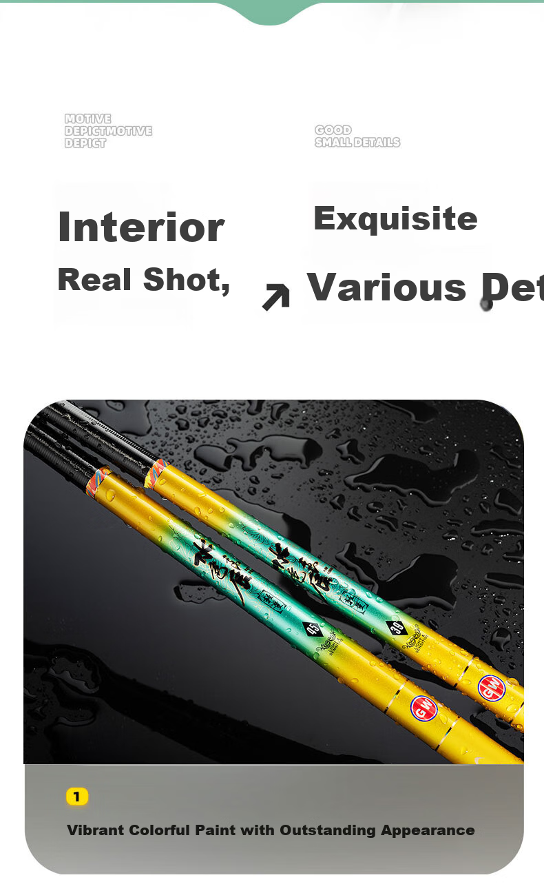 GW Fishing Rod, Handheld, 8.1 Meters, Water Color Liangchen, Lightweight, Versatile Rod, Ultra-Light, Ultra-Hard, 28 Sections, Fishing Pole, Crucian Carp Rod 12