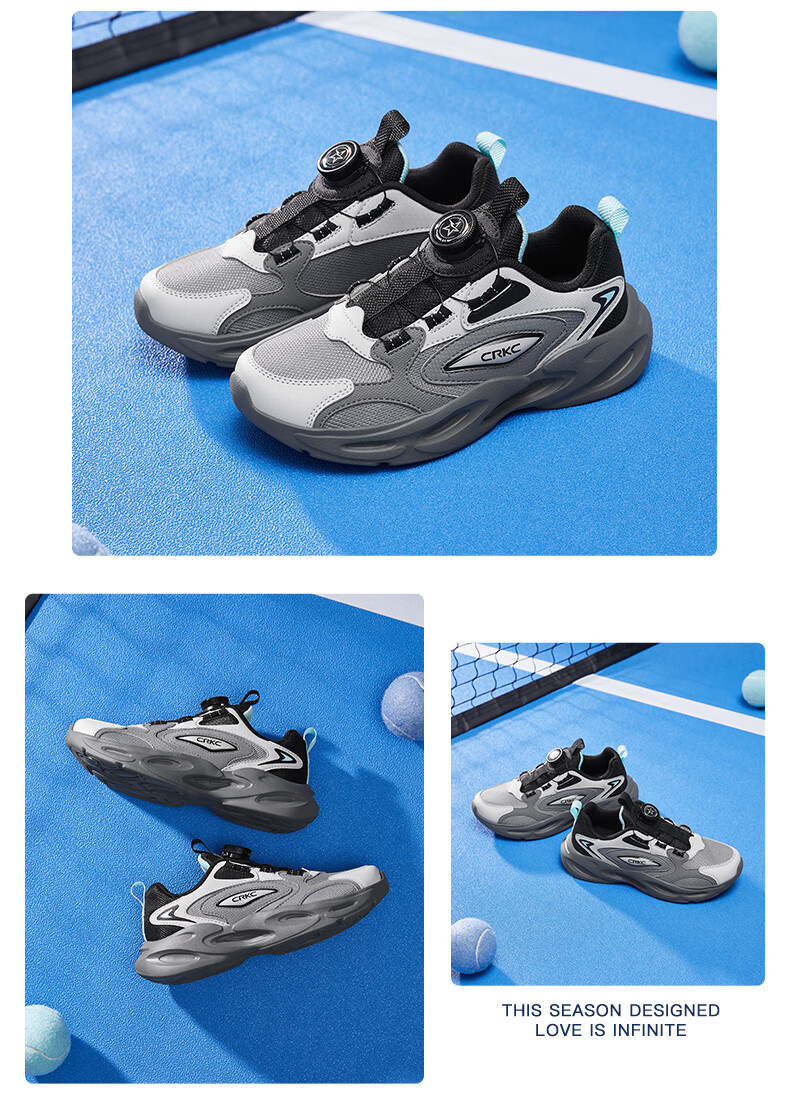 ERKE Kids Boys Girls Sports Shoes Children's Leather Elastic Running Shoes Warm Linen/Black 34 10