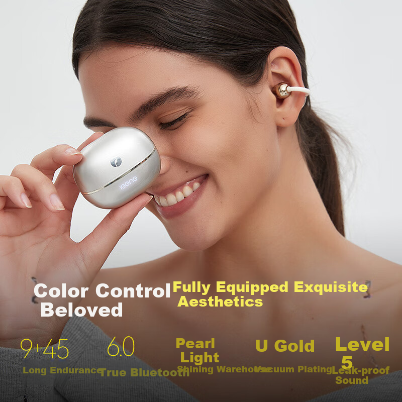 IGene [Sound Quality And Appearance 0 Negative Reviews] Ear Clip Bluetooth Headphones, Open-Style Non-In Music Sports Long Battery Life Bone Conduction Concept Suitable for OPPO Huawei Vivo OnePlus
