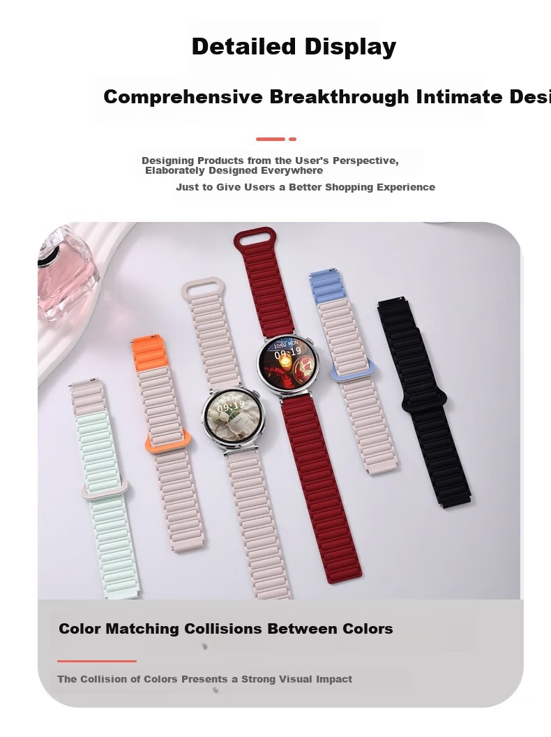 Iboann Compatible with Huawei GT5/GT6 Watch Band for Women, Magnetic Silicone Strap for GT6 PRO, Herringbone Pattern Summer Mint Fresh Women's Watch GT5Pro Wristband 42mm 6
