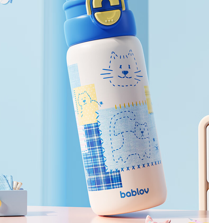 BABLOV Kids Insulated Stainless Steel Straw Water Bottle Student School Portable High-Quality Girls Cup 17