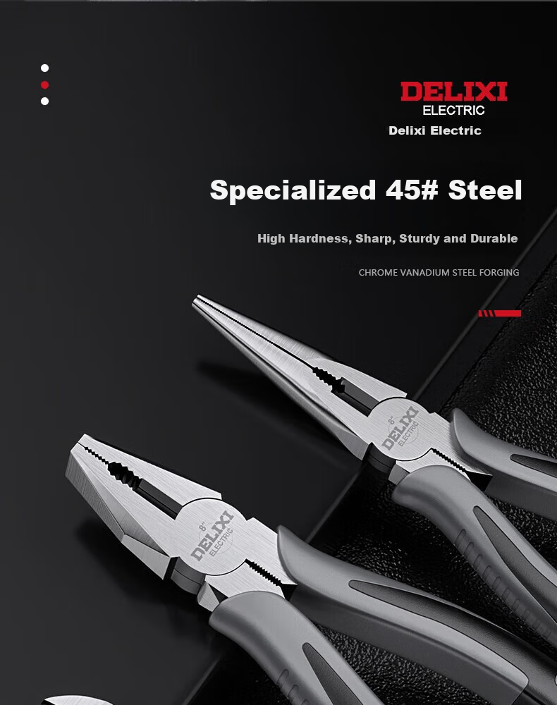 DELIXI ELECTRIC [Industrial Grade] Pliers Set, Tiger Pliers, Wire Cutters, Diagonal Pliers, Electrician Tools, Crimping Pliers, 6-Inch Three-Piece Set 11