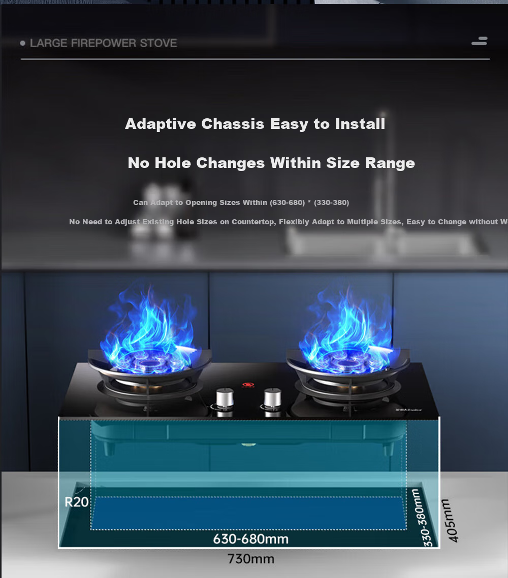 Royalstar Gas Stove, Dual Burner for Home Use, 5.0kW High Heat Output, Built-In And Countertop Dual-Use, Double Nine-Chamber Super Intense Flame JZY-B52 18