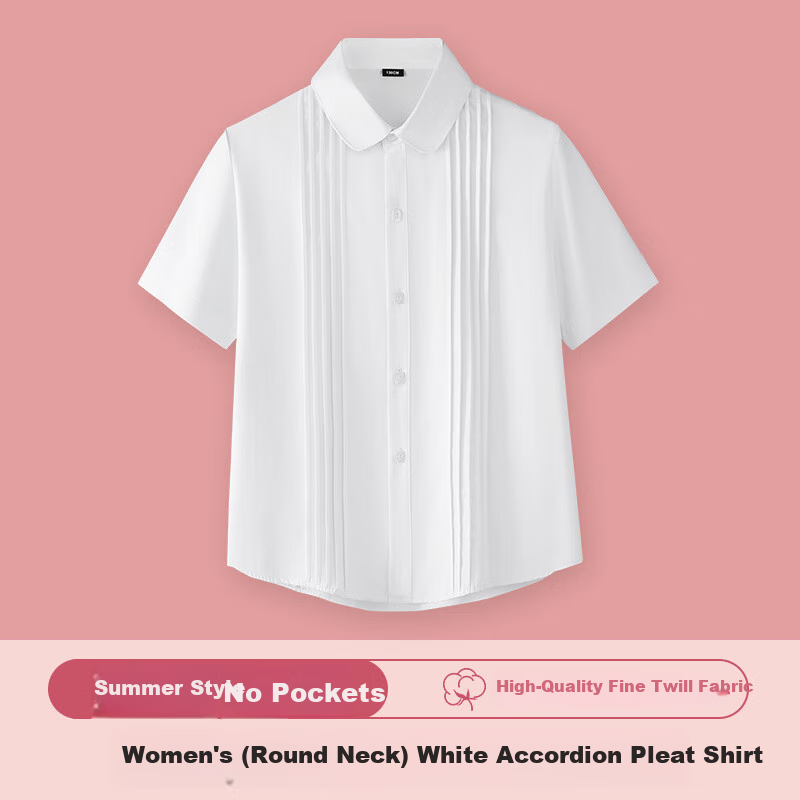 Yinuofang Girls' Short-Sleeve Shirt, Children's Summer White Blouse, Graduation Performance Costume, Girls' Half-Sleeve Chorus Uniform T-Shirt