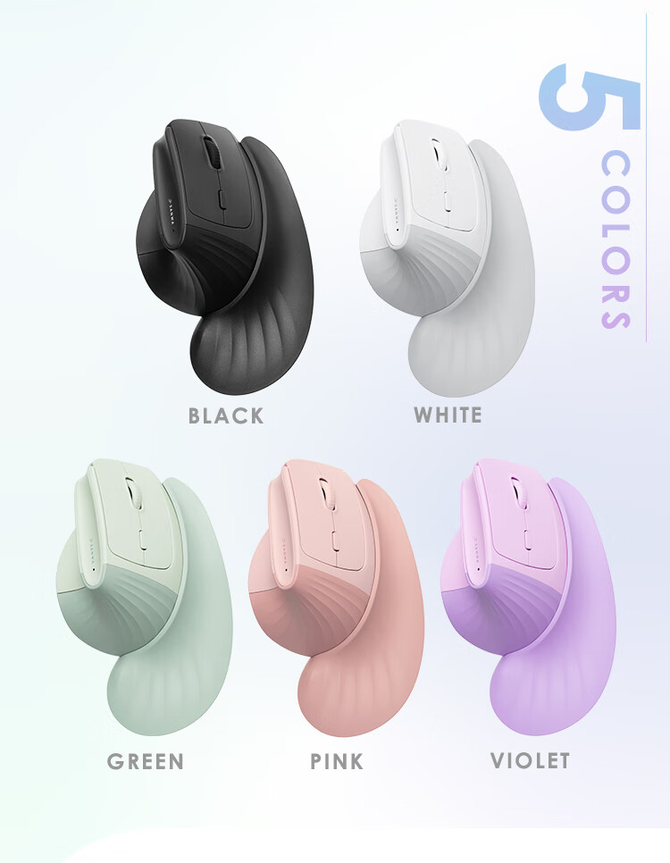 SANWA Ergonomic Wireless Mouse, 46° Vertical Grip, Wireless Bluetooth Dual-Mode, Silent Buttons, 3 Device Switching, Magnetic Palm Rest, for Medium to Large Hands, Office And Gaming 1