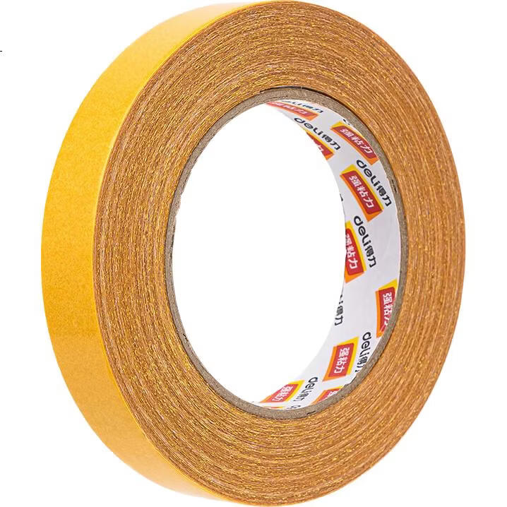 Двусторонняя клейкая лента Deli JL351, 20 мм x 20 м, усиленная, для ковров, свадеб, фестивалей, 1 рулон, желтая