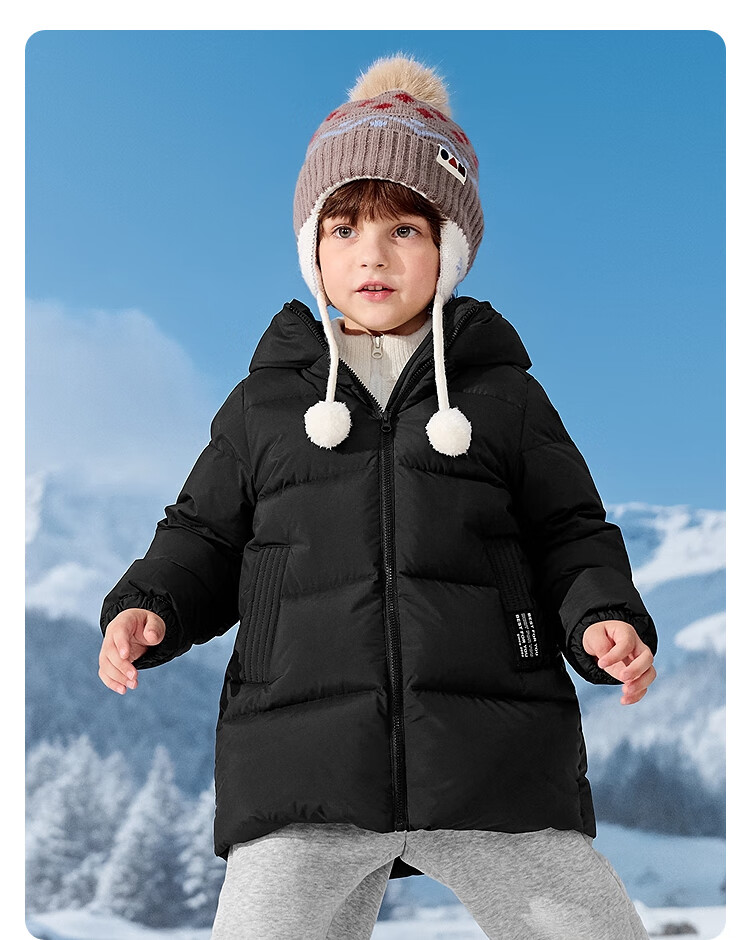 BALABALA Kids Down Jacket Boys Girls Outerwear 2025 Autumn Winter Baby Clothes Mid-Length Warm Fashion Top 3