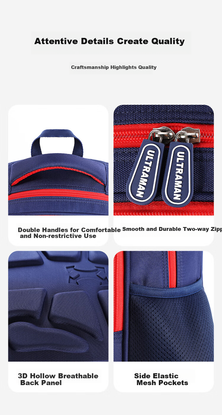 Ultraman Children's Backpack for Primary School Boys Grades 1-4, Lightweight Sero Backpack Gift Box Set SU80092 Burgundy 6