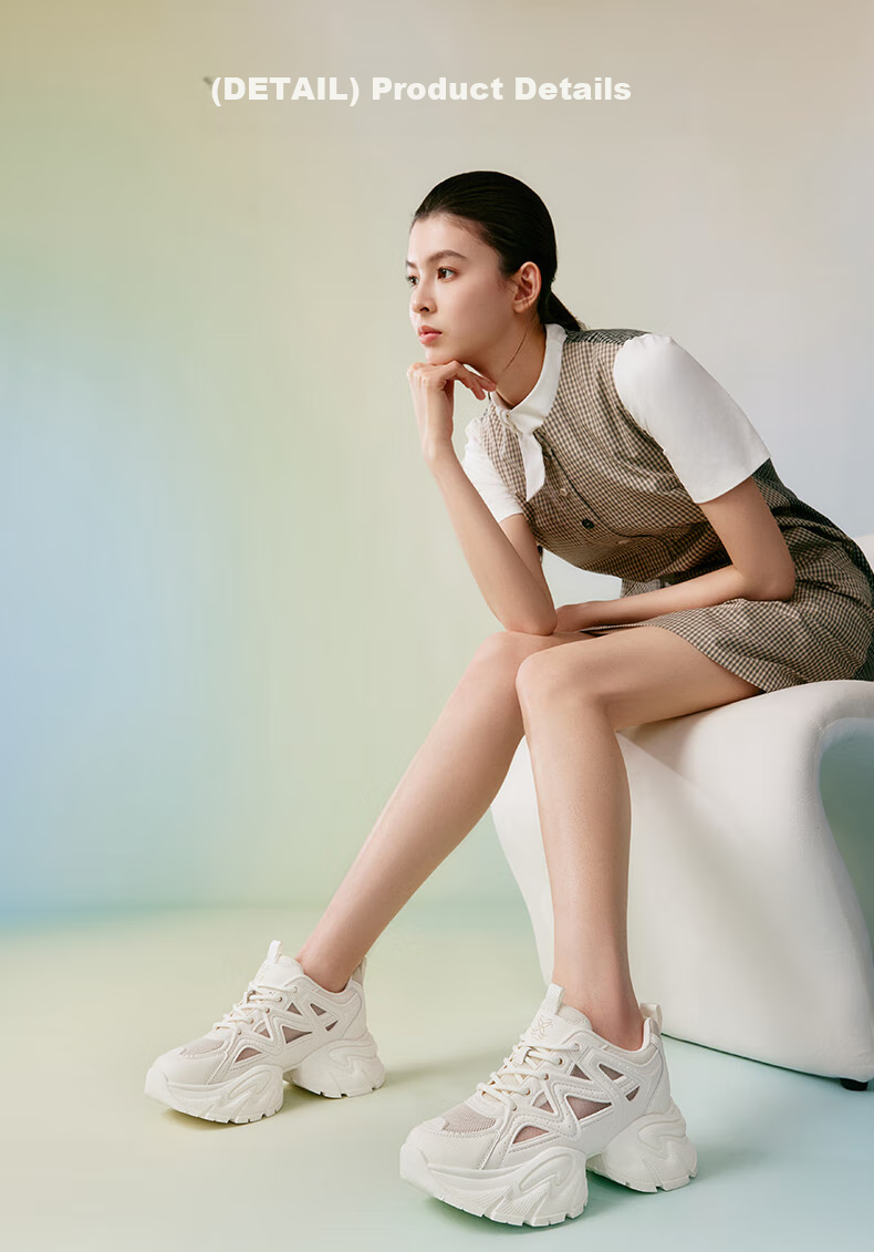 Basto 【Slim Waist】25 Mall Mesh Dad Shoes Thick Sole Women's Casual Shoes B8889BM5 White Size 37 6