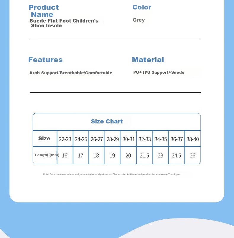 FOOTOPPO Children's Flat Foot Insoles, Arch Support Insoles, Functional Orthotic Insoles for Flat Feet, Bow Legs, And Overpronatio 14