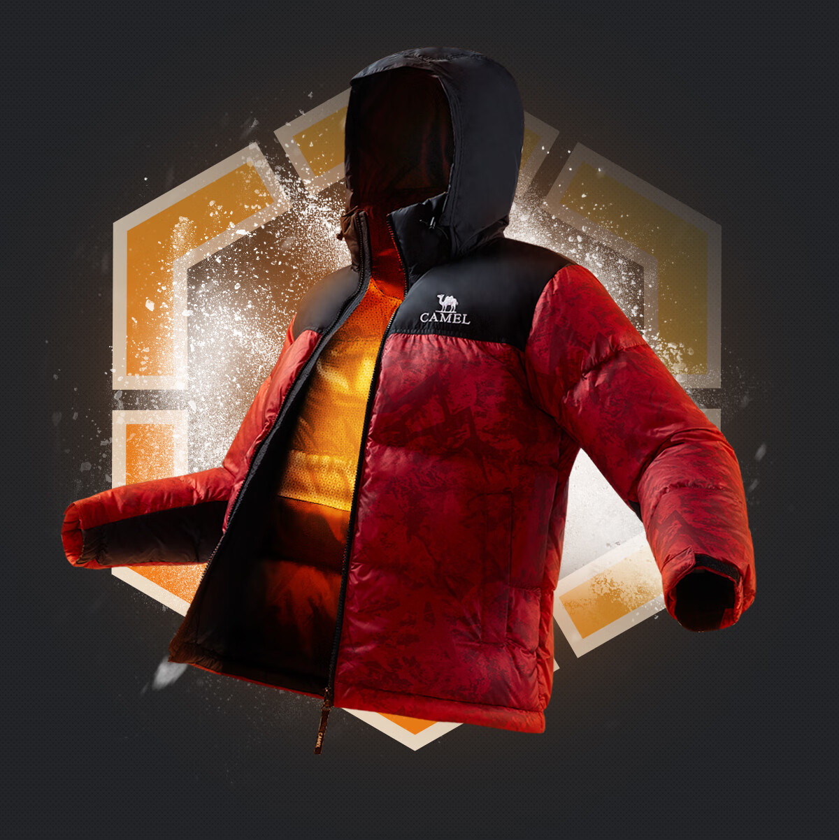 CAMEL Huoyanshan 2.0 down Jacket for Men, Winter New Style, Thickened Warm Puffer Coat, Short Outerwear M13CR07066E 3