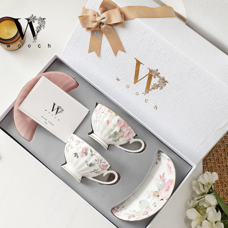 WOOCH Sweet Coffee Cup And Saucer Gift Box Set, High-Quality Exquisite Afternoon Tea Set, Wedding Favor, Housewarming And Birthday Gift